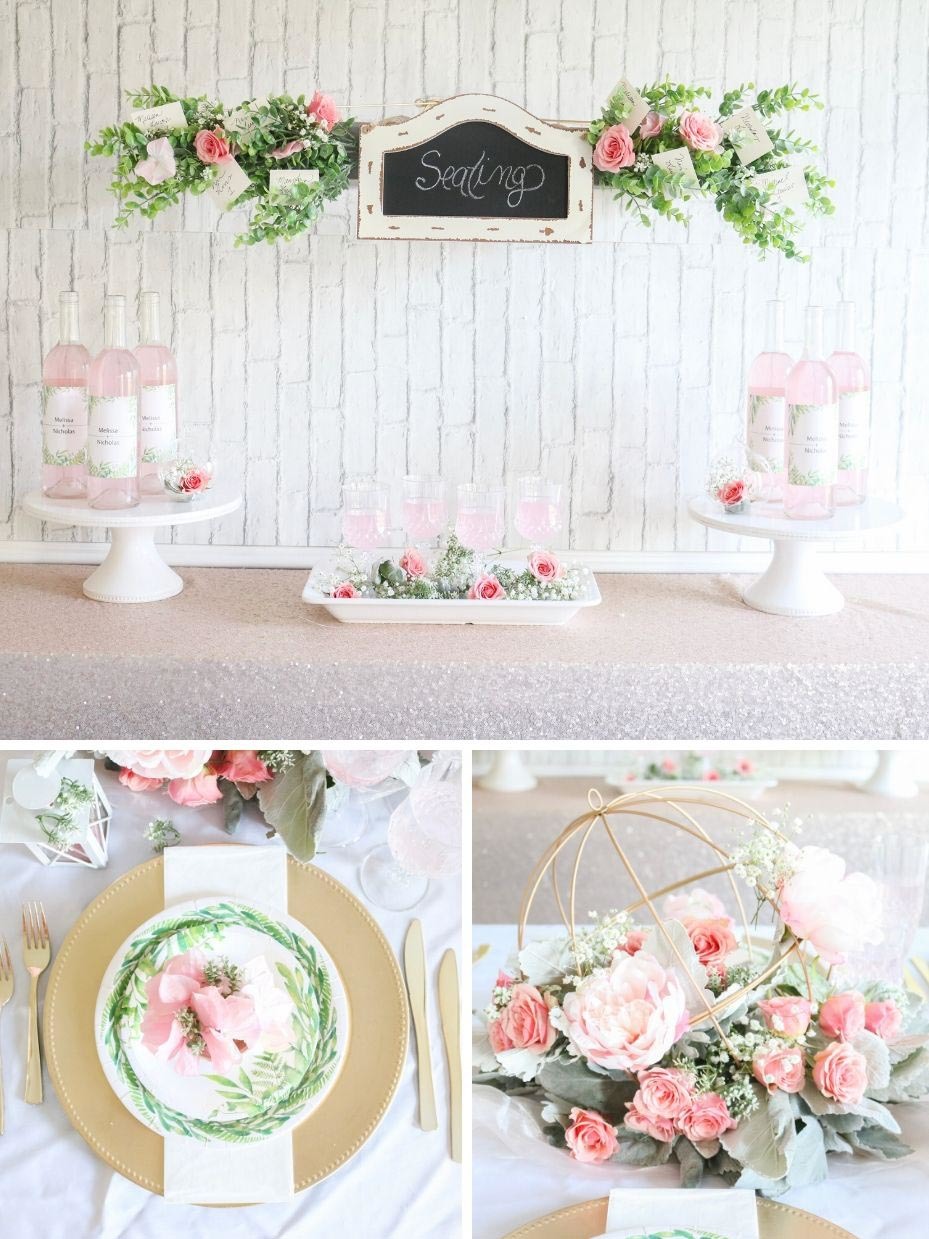 Champagne, Pink and Green Wedding