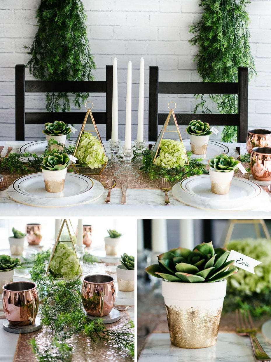 Copper and Marble Wedding Table
