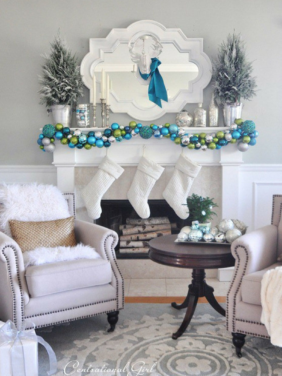 Blue, Green and Metallic Mantel