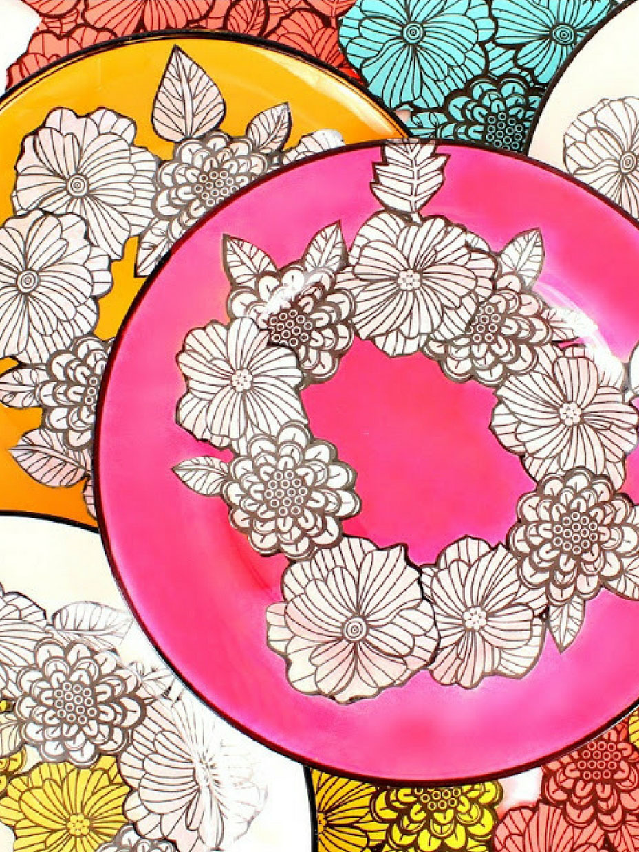 Adult Coloring Page Glass Dishes