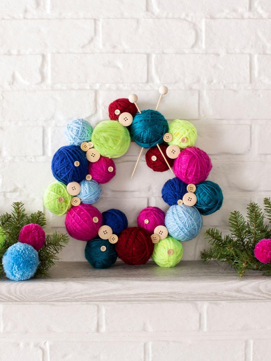 DIY Boho Yarn Christmas Wreath