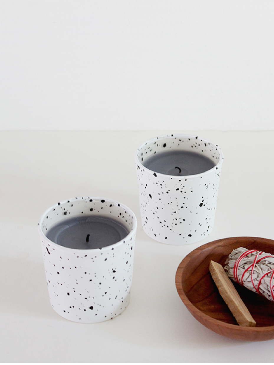 DIY Faux Enamelware Candles