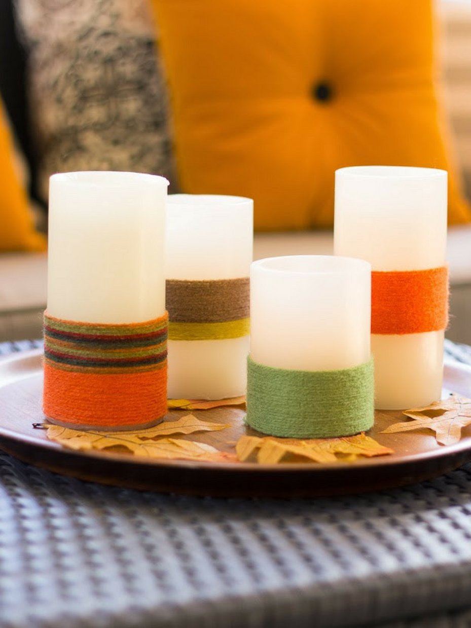 Yarn-Wrapped Candles