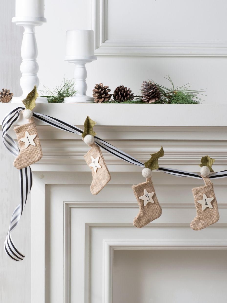 DIY Farmhouse Mini Stocking Advent Garland