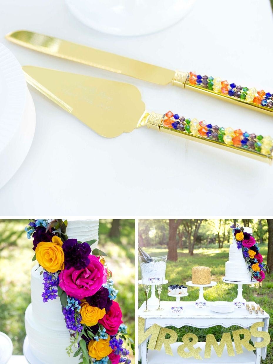 DIY Jeweled Wedding Cake and Knife Set