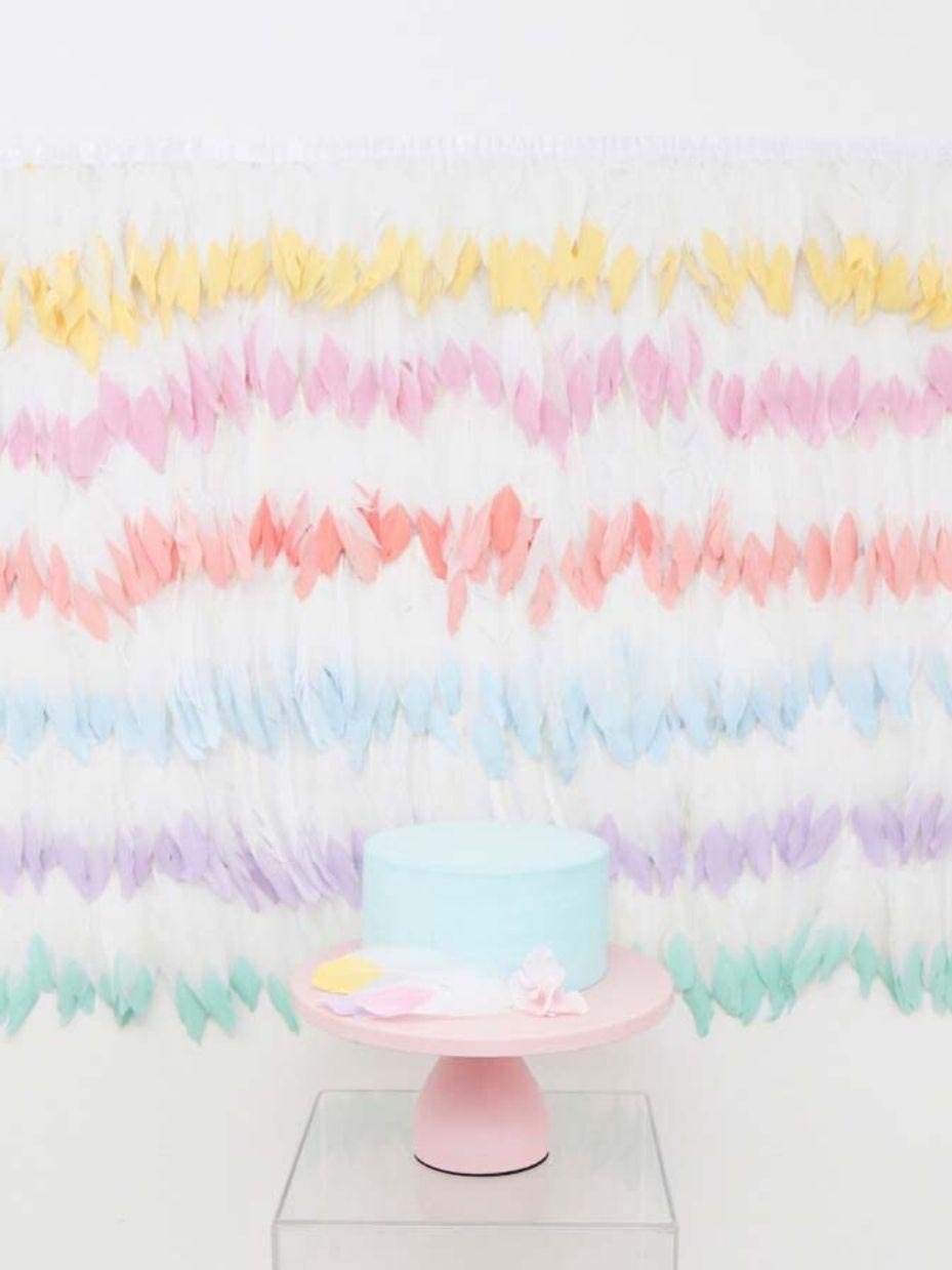 DIY Pastel Dipped Feather Backdrop