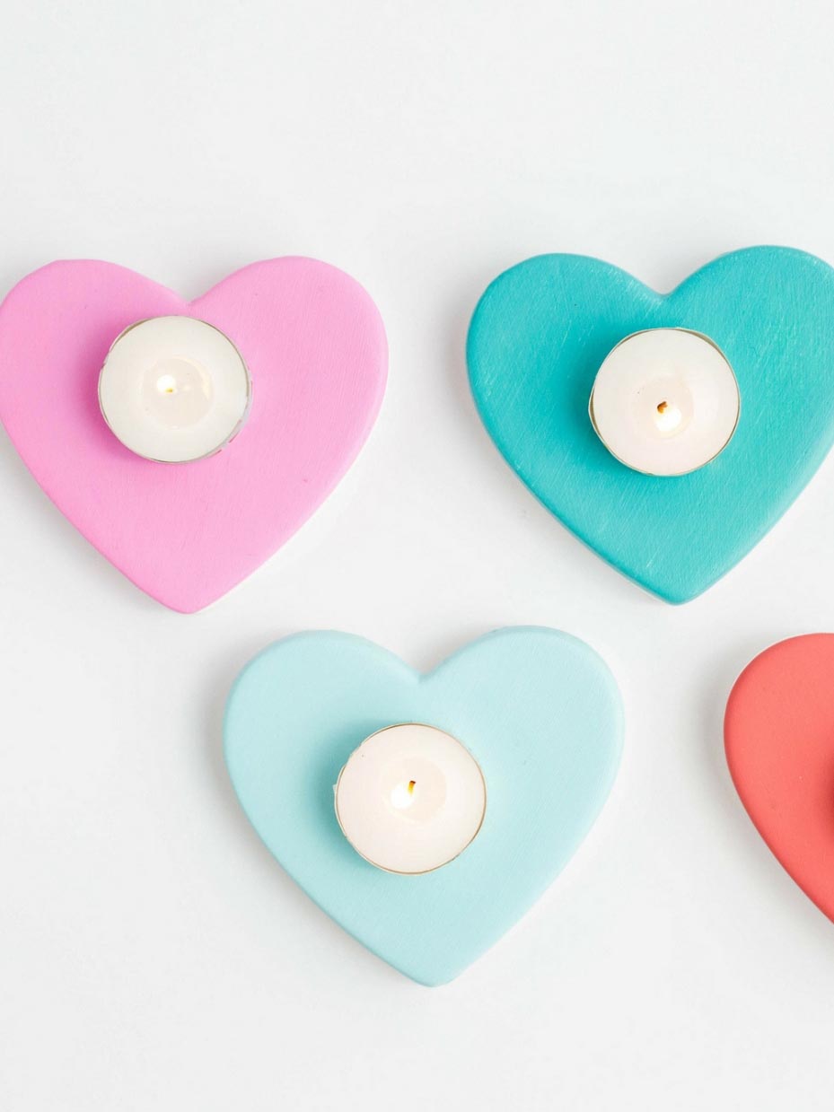 DIY Reversible Ceramic Hearts Candle Coaster