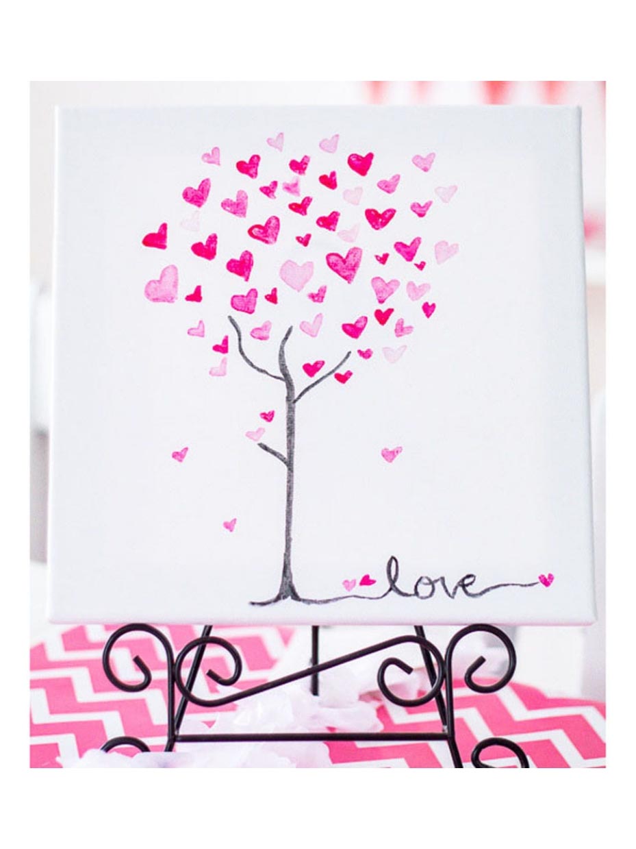 DIY Watercolor Heart Tree