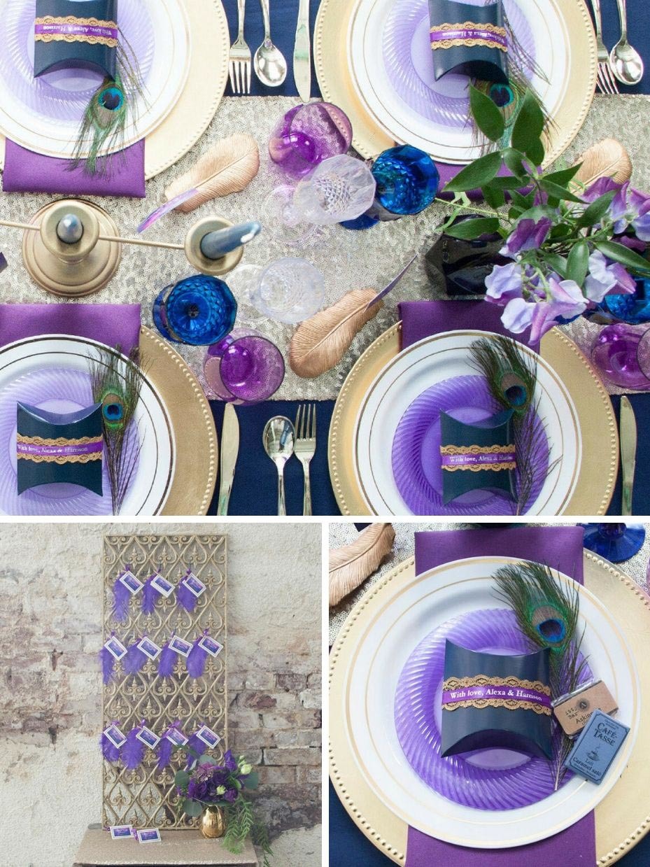 Elegant Navy and Purple Wedding Table Ideas