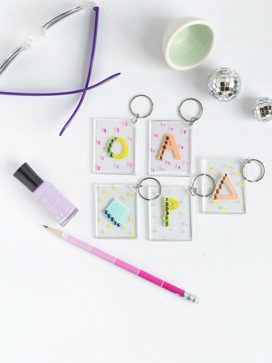 DIY Monogram Rhinestone Keychain
