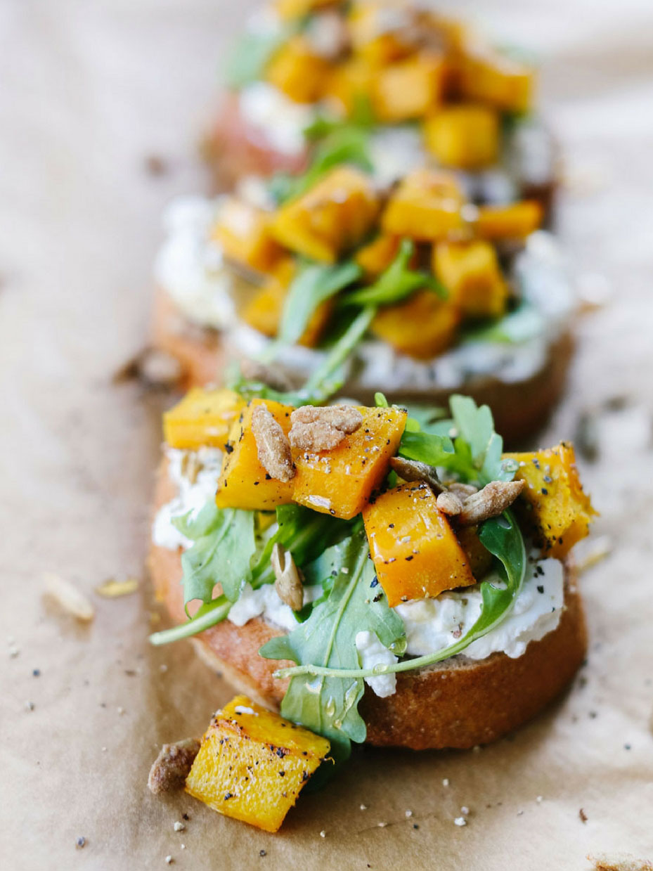 Pumpkin, Ricotta and Arugula Bruschetta