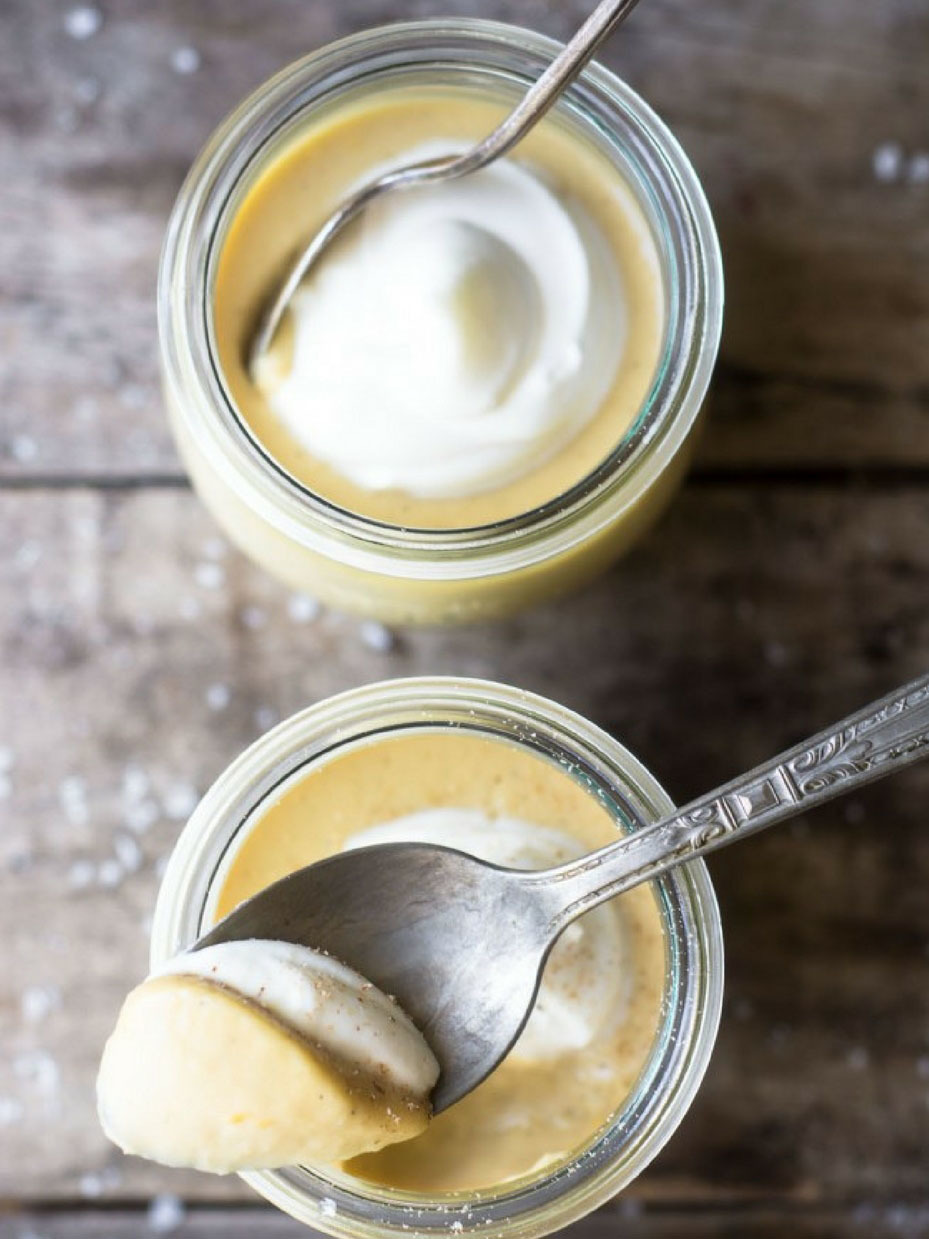 Salted Maple Pot de Creme with Bourbon Whipped Cream