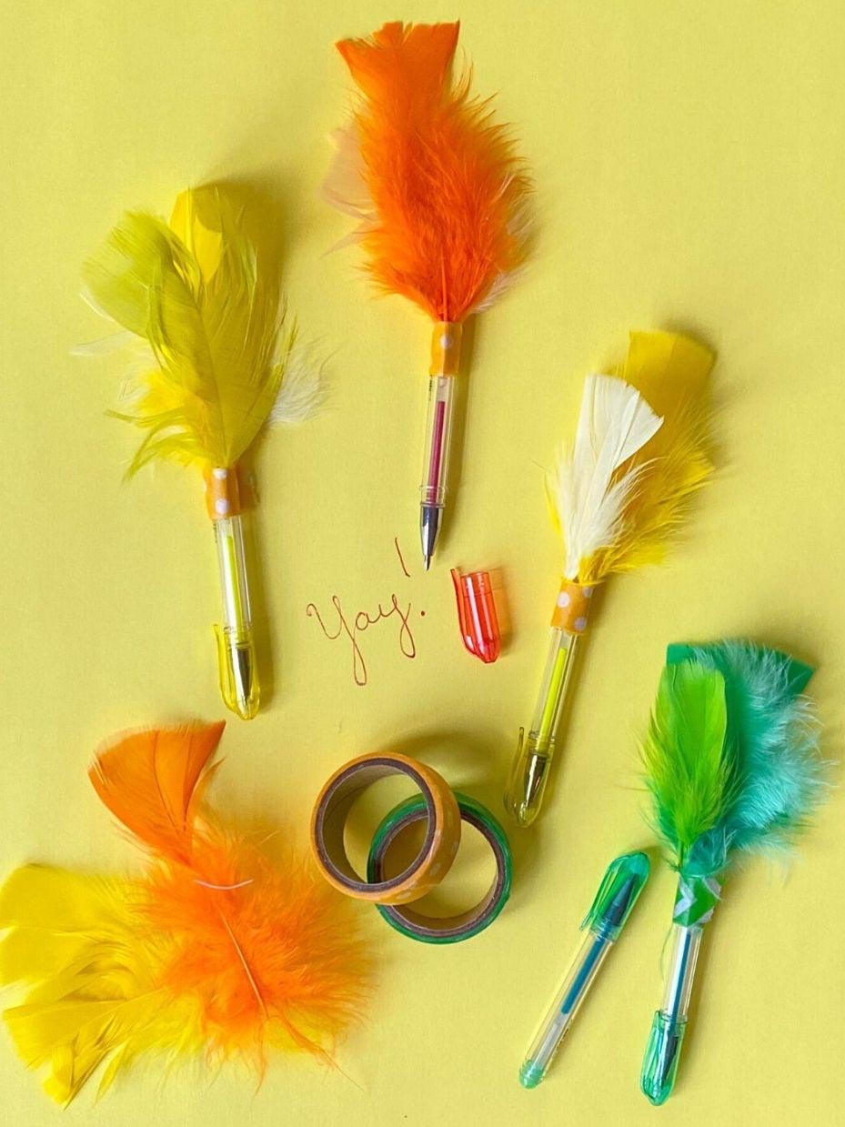 How to make beautiful paper feather, Easy to make artificial Feather