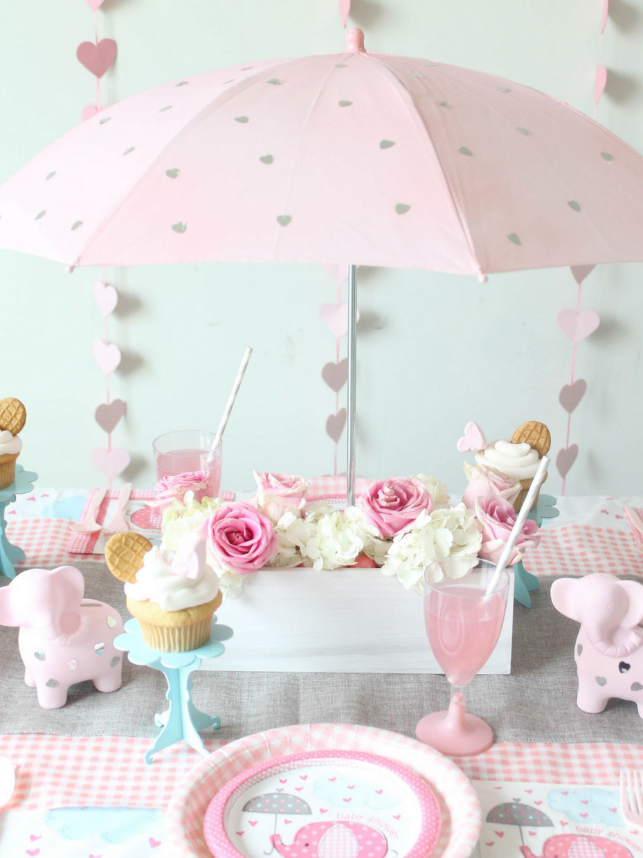 Pink Baby Girl Shower Party SWEET UMBRELLA ELEPHANT MYLAR BALLOON 