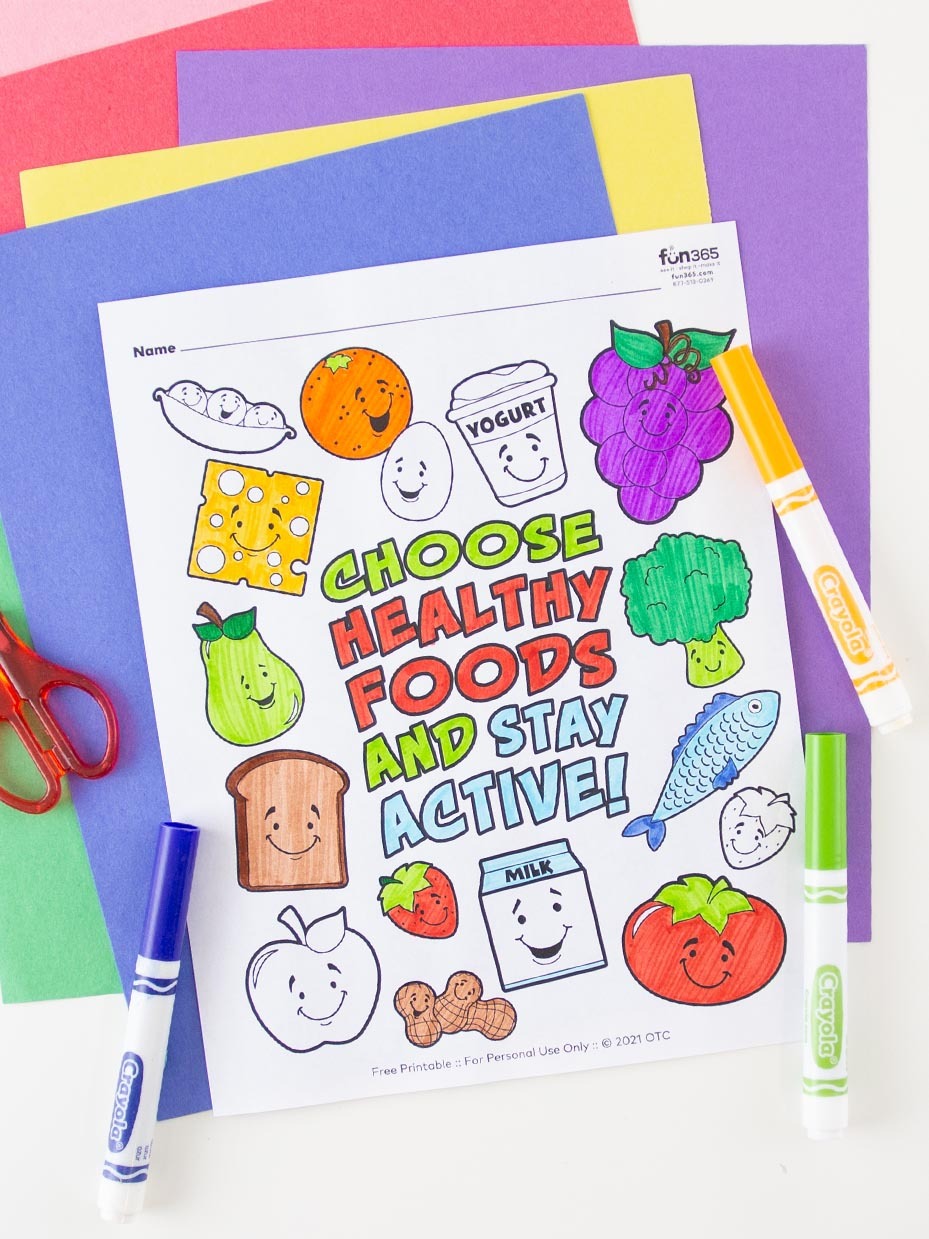 healthy foods for kids coloring pages