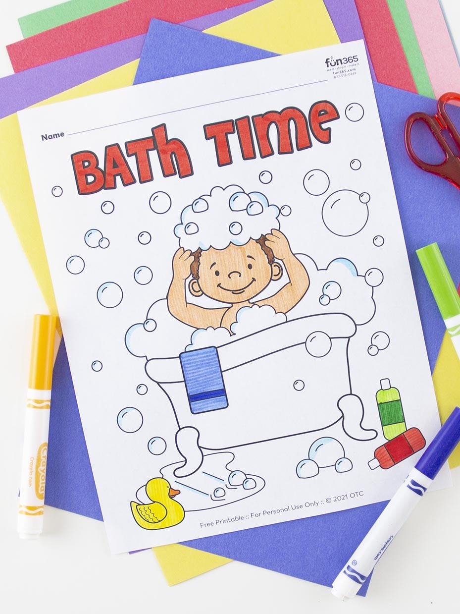 bath time coloring page