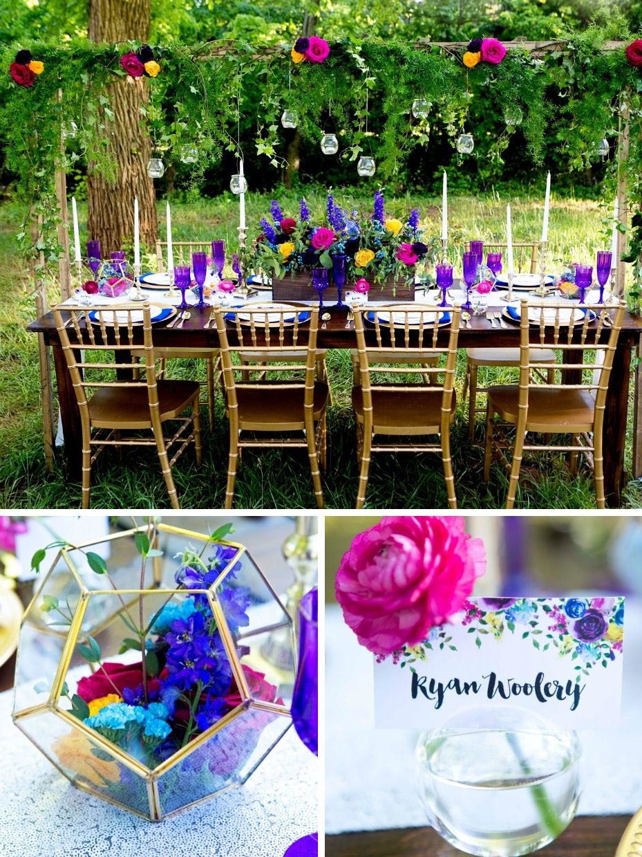 Jewel Tone Bride and Groom Wedding Table