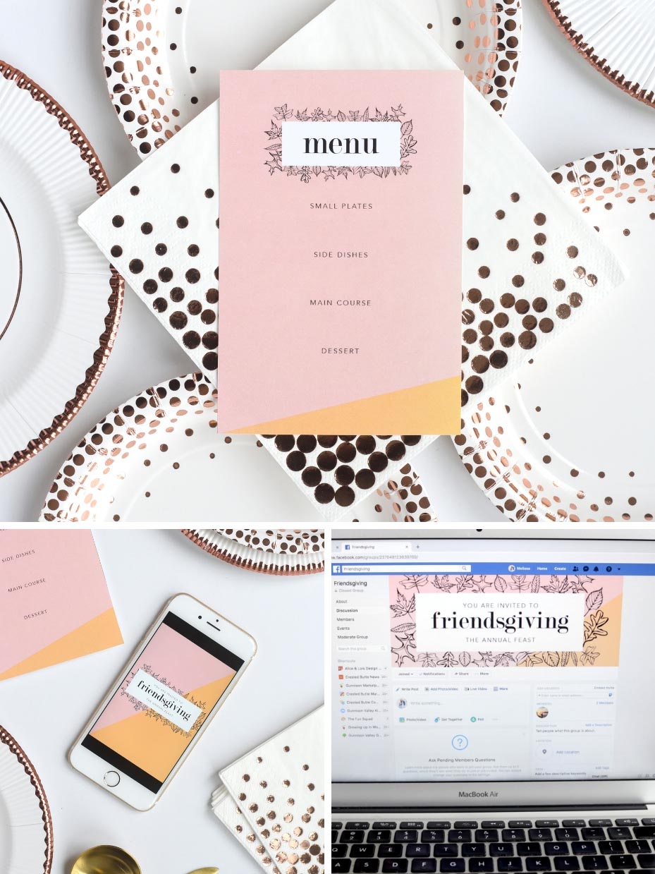 Modern Friendsgiving Invite & Printable Menu