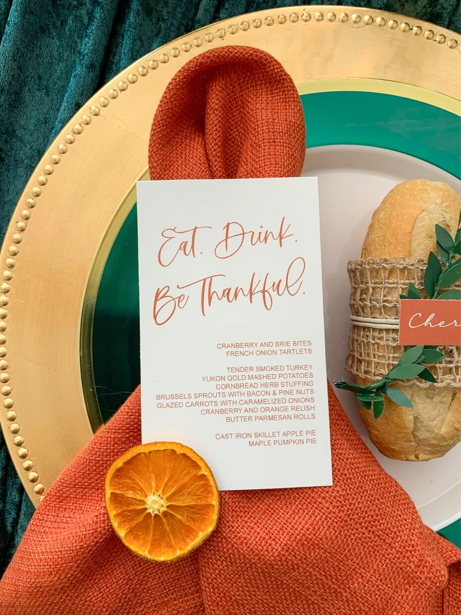 Thanksgiving Menu Cards
