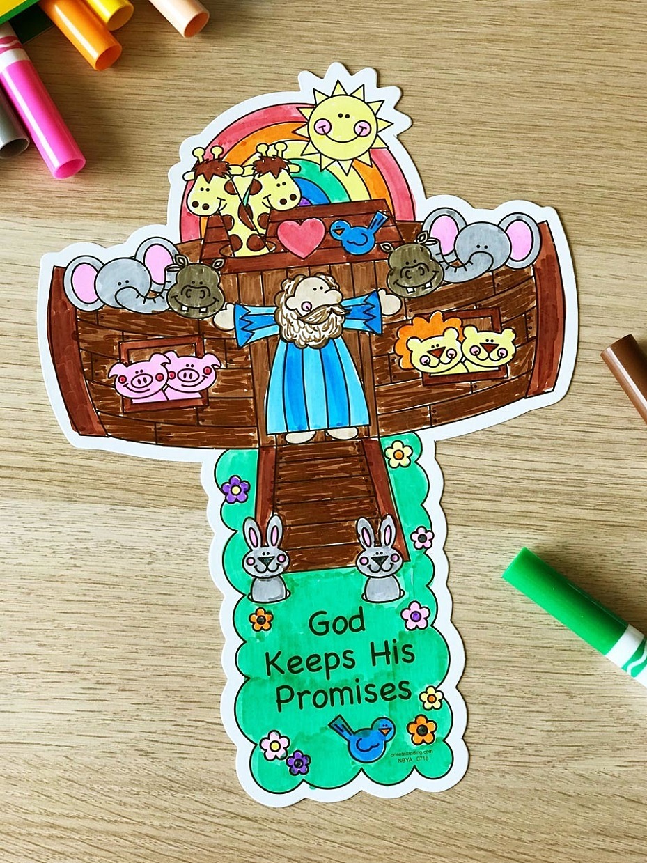 Color Your Own Noah's Ark Cross