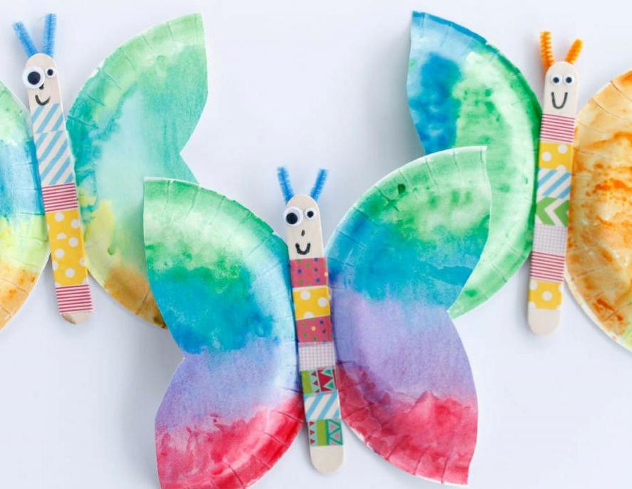 Watercolor Paper Plate Butterflies