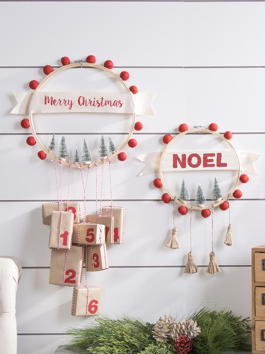 DIY Holiday Advent Embroidery Hoop Decor