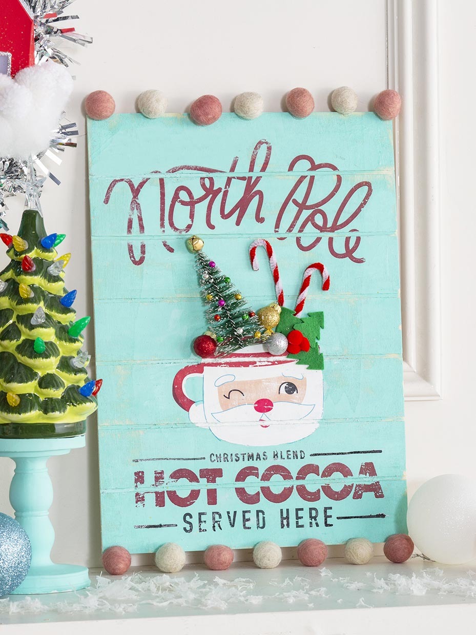 DIY Retro Santa Mug Sign Idea