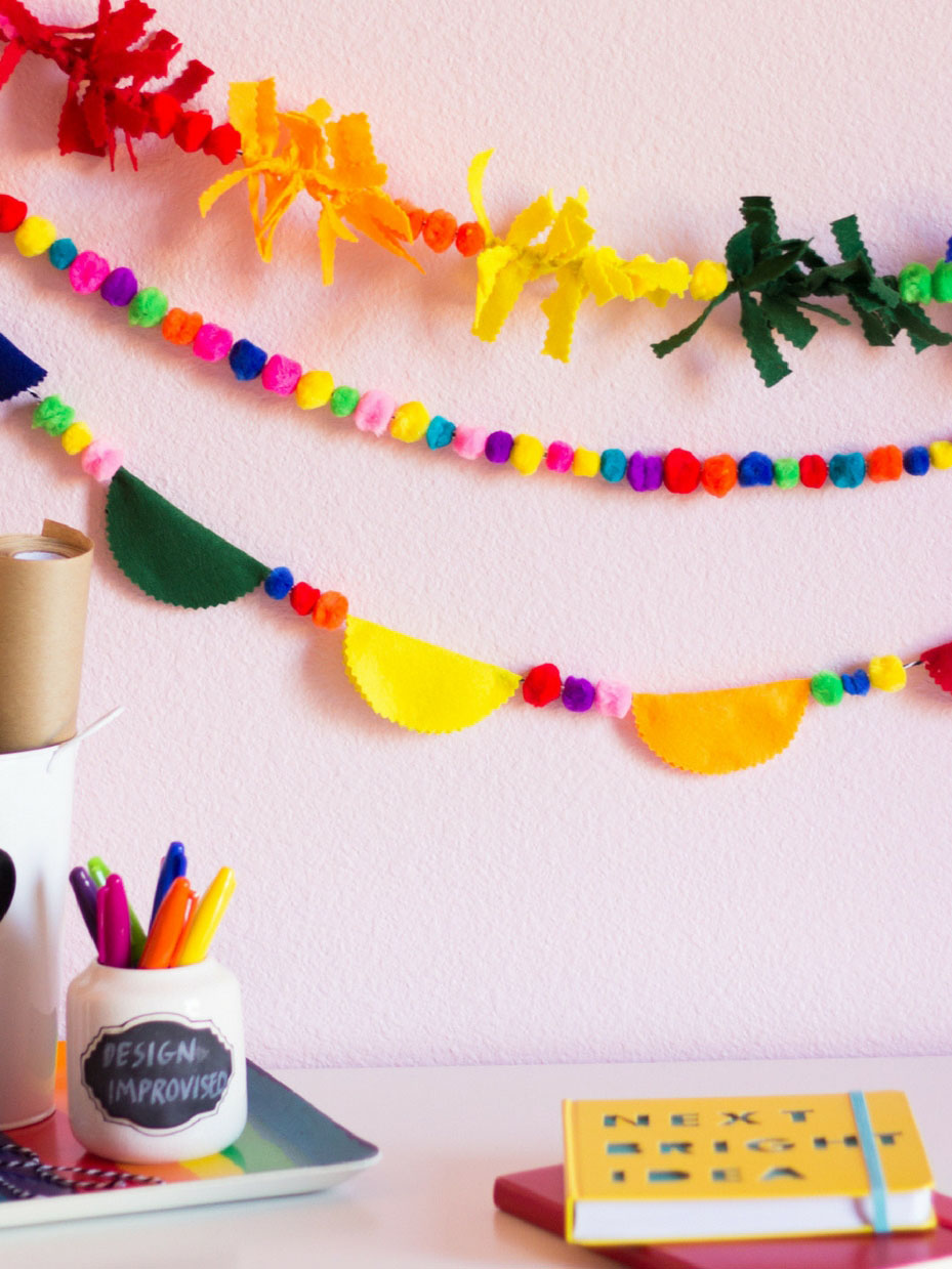 Rainbow Felt & Pom-Pom Garland Craft
