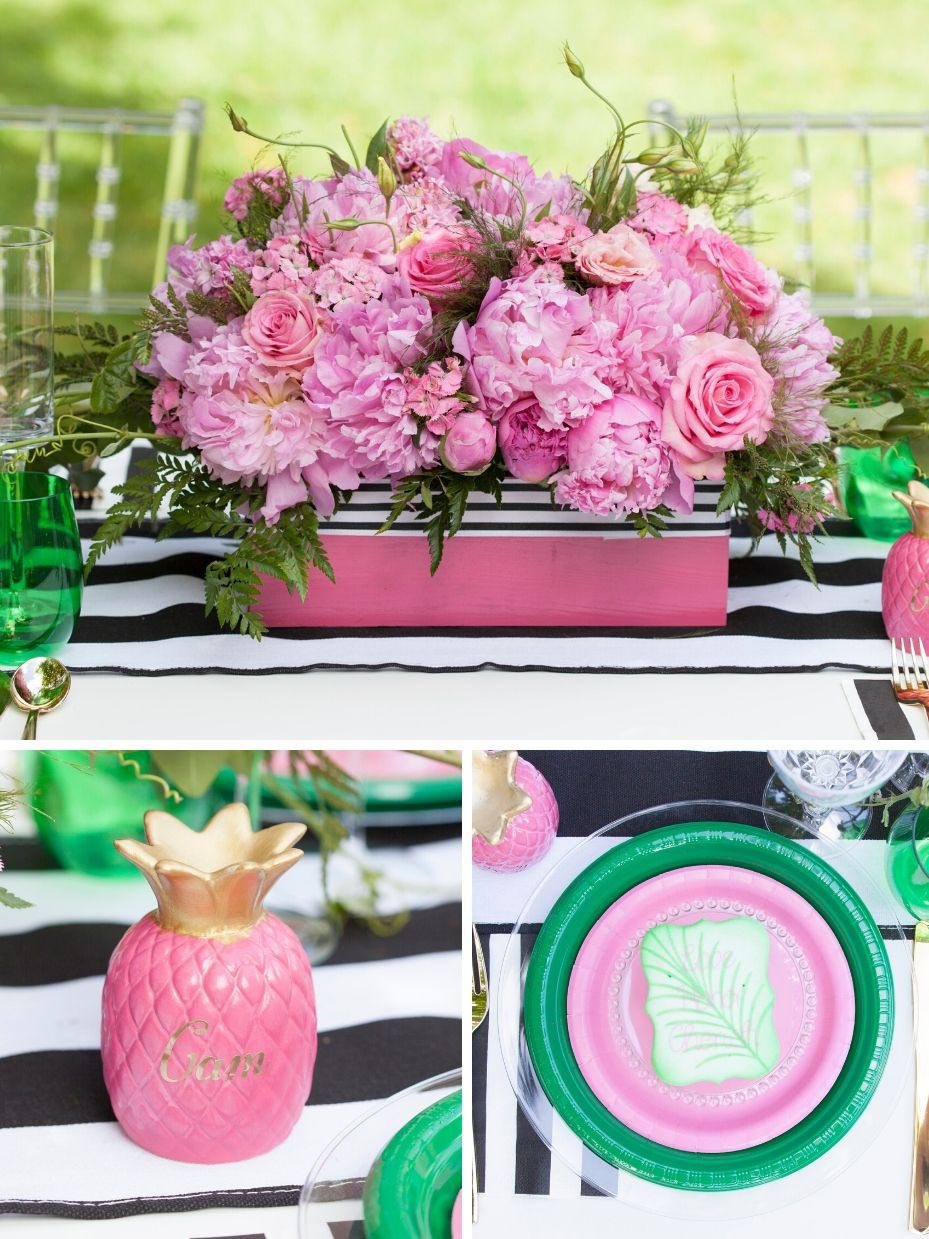 Preppy Pink and Green Garden Wedding