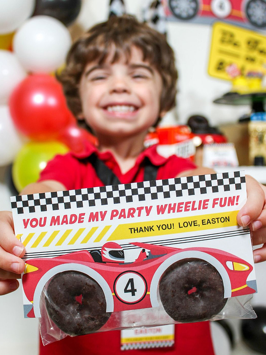 Race Car Donut Treat Bag Topper