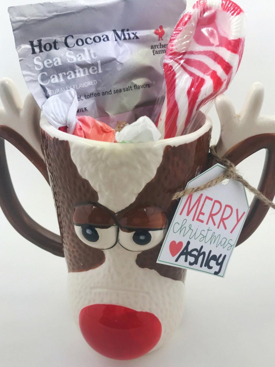 Reindeer Mug with Cocoa and Peppermint Spoon