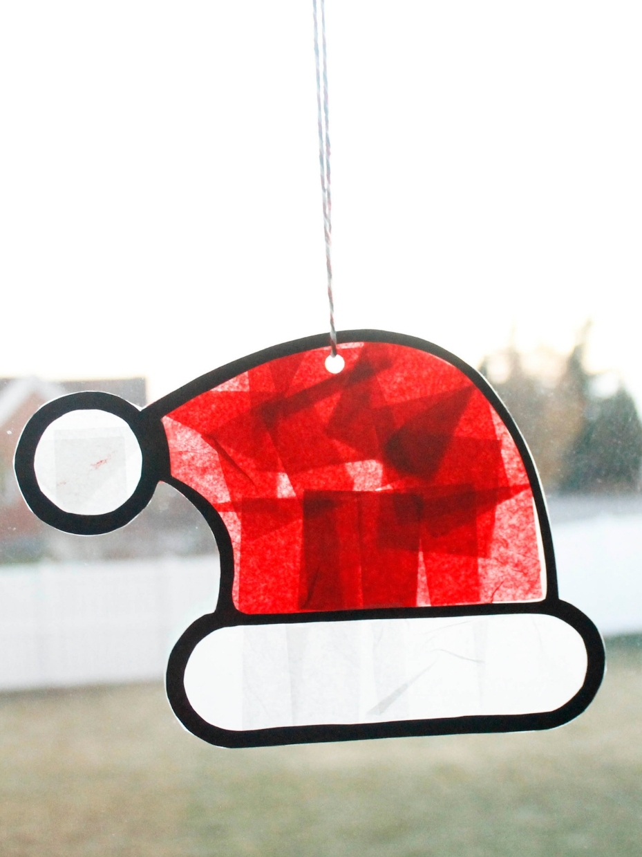 Santa's Hat Suncatcher Craft