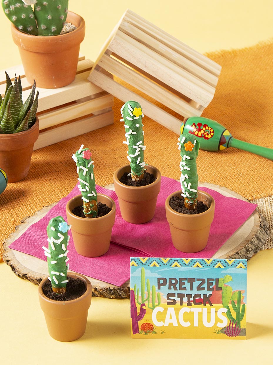 Pretzel Stick Cactus Treats