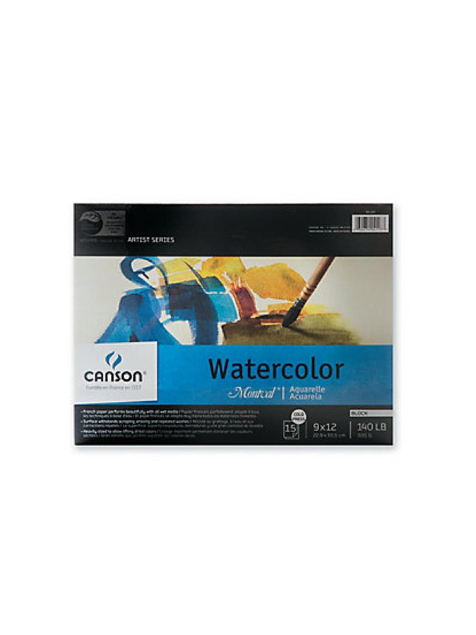 Canson Montval Watercolor Paper 9X12 12 Sheets + Watercolor Cake Set