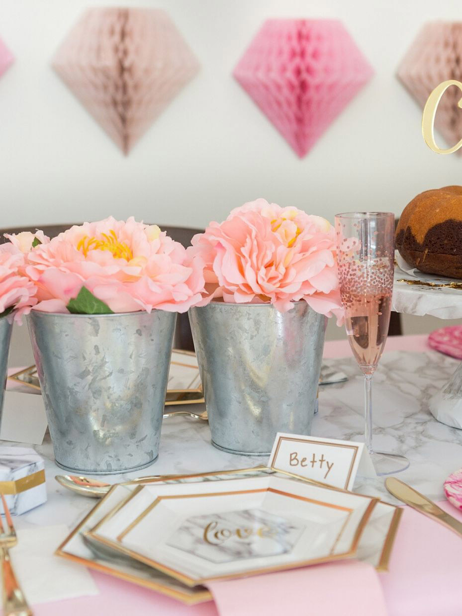Marble and Blush Wedding Centerpiece