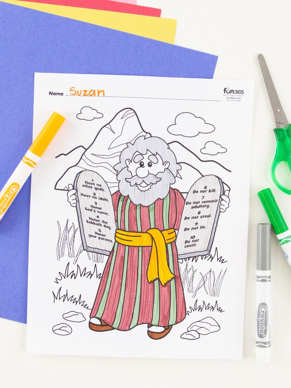 Ten Commandments Free Coloring Page
