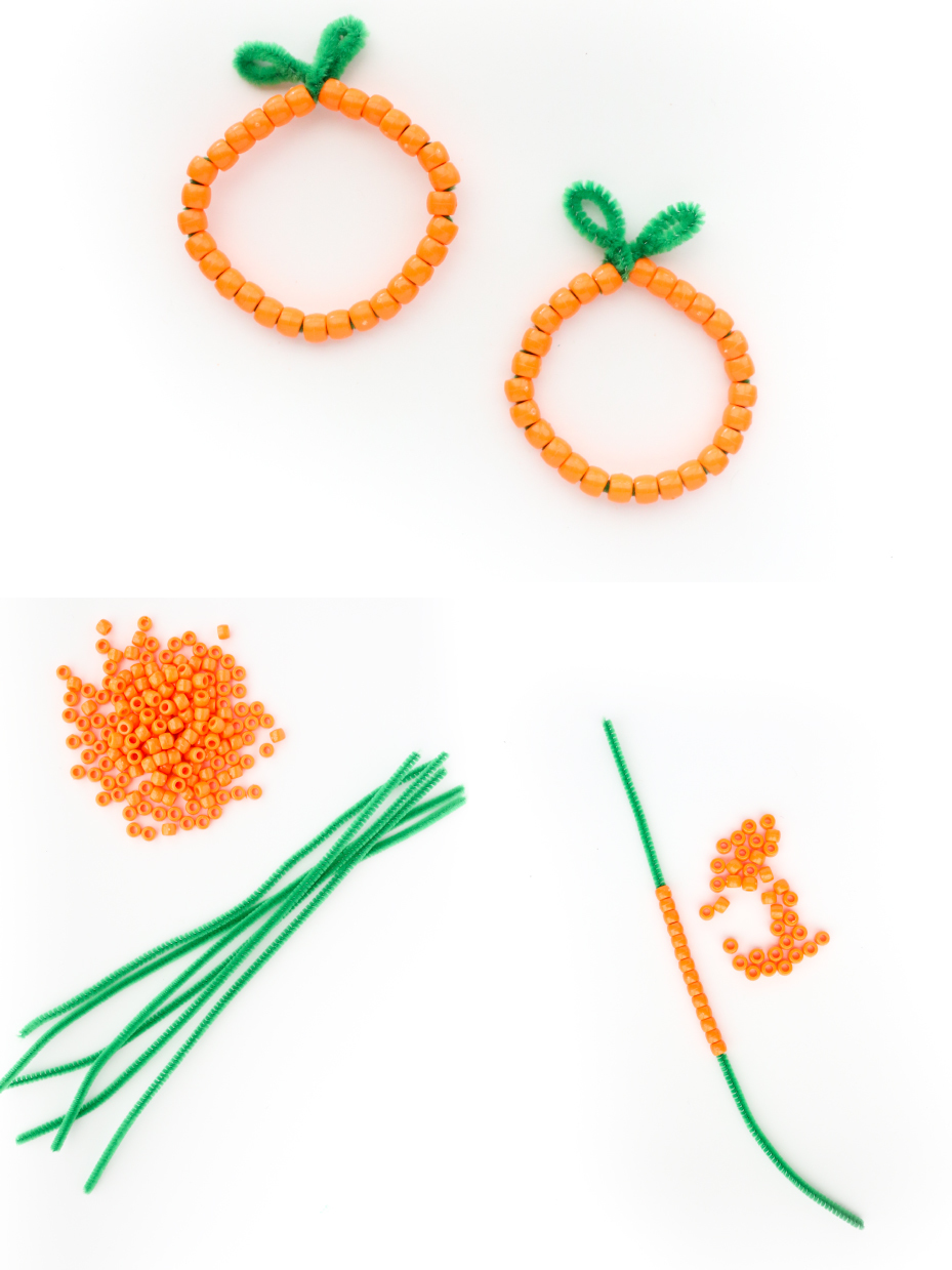 Simple Strung Pumpkin Bracelets
