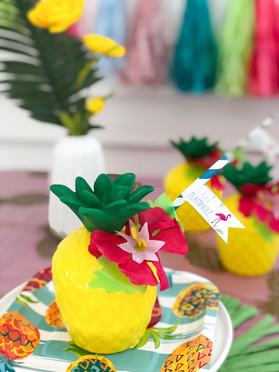 Tropical Flamingo Straw Flags