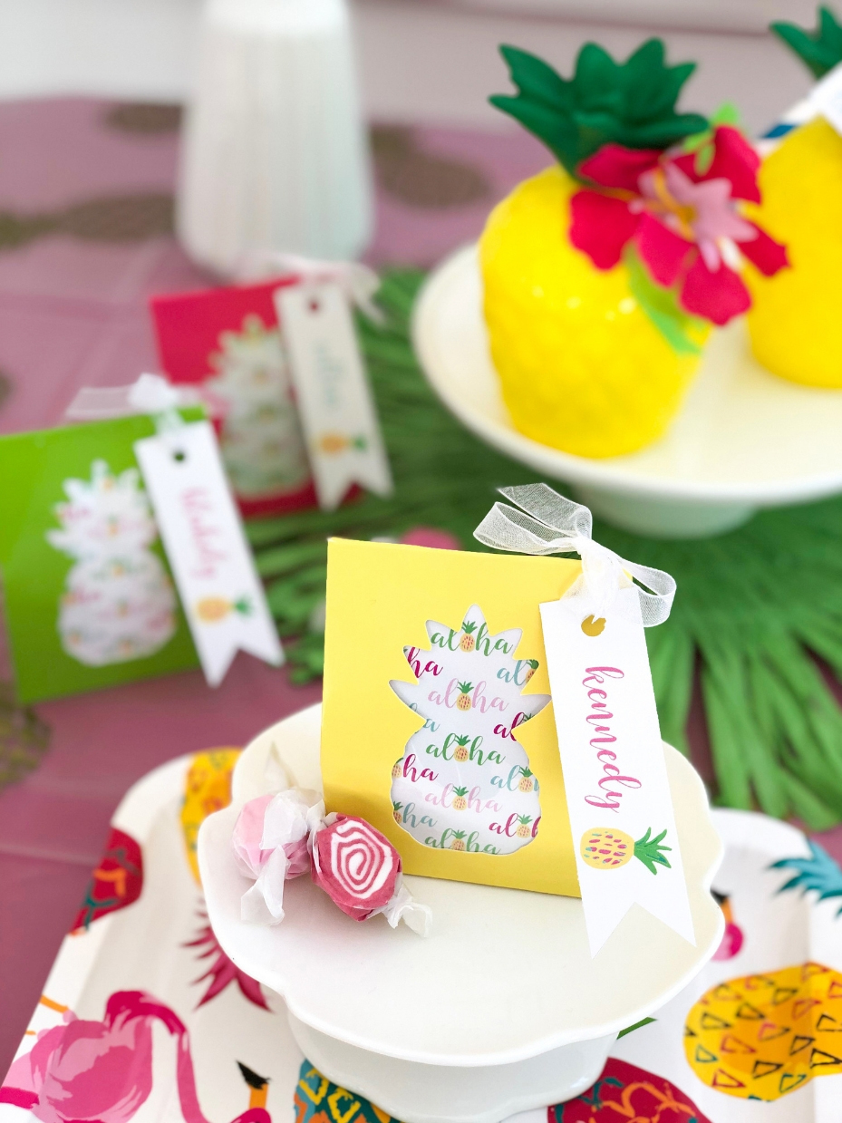 Tropical Patterned Paper and Personalized Favor Tags