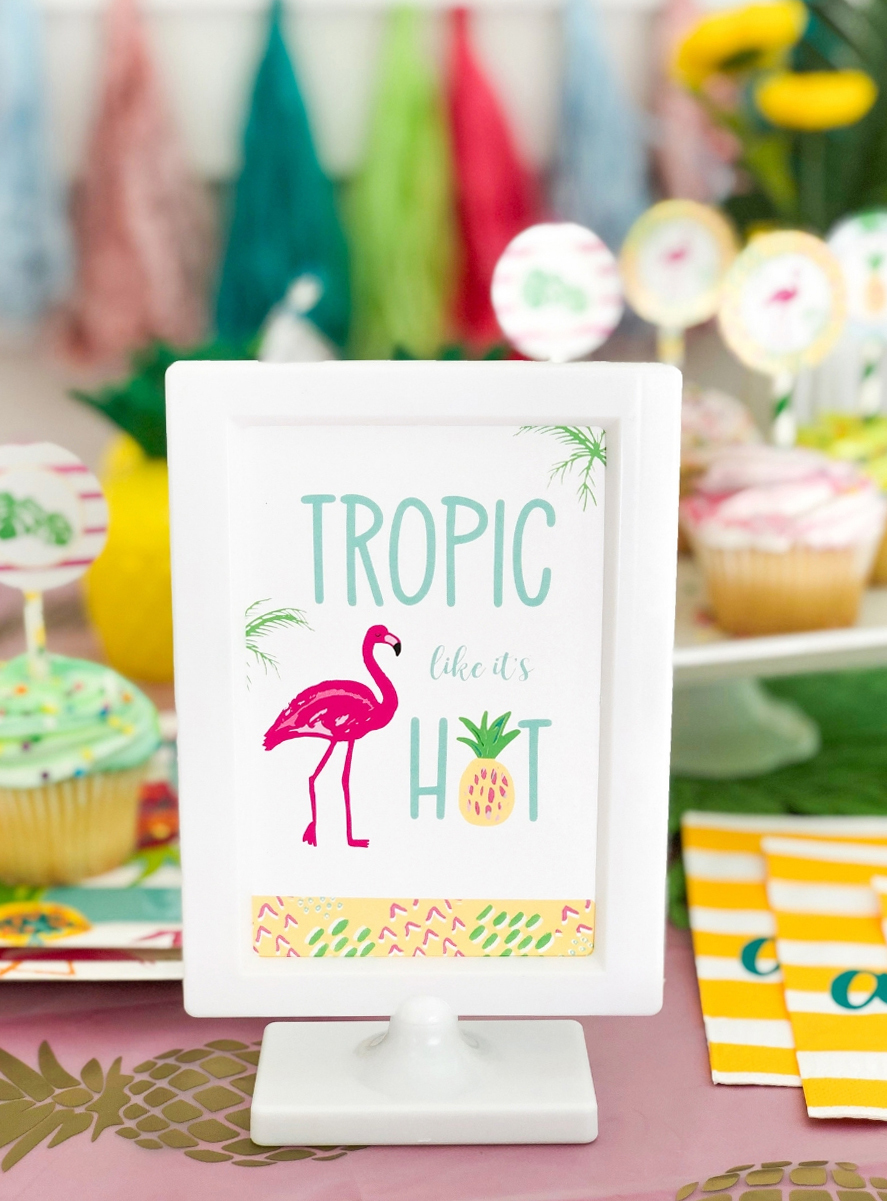 Tropical Flamingo Party Sign