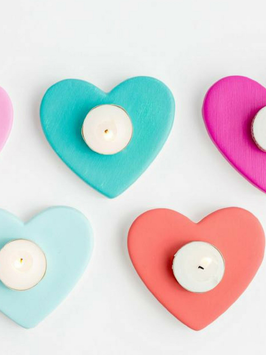 DIY Reversible Ceramic Hearts Candle Coaster