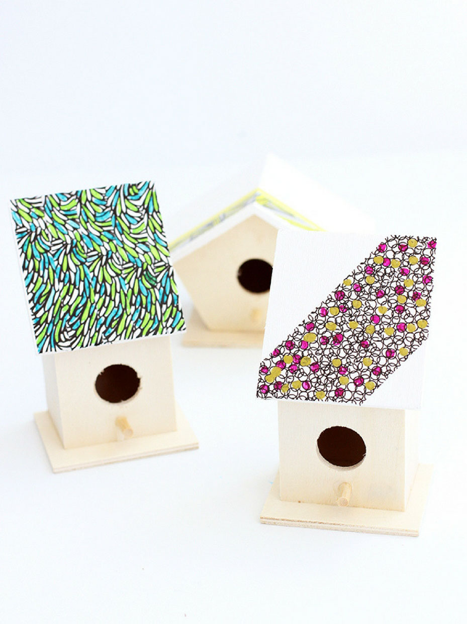 DIY Washi Tape Modern Birhouses