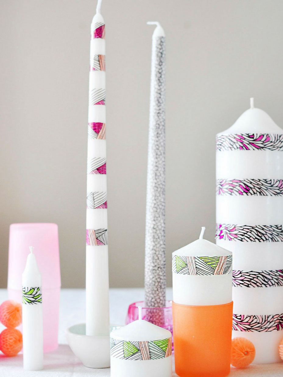 Colorable Washi Tape Candles