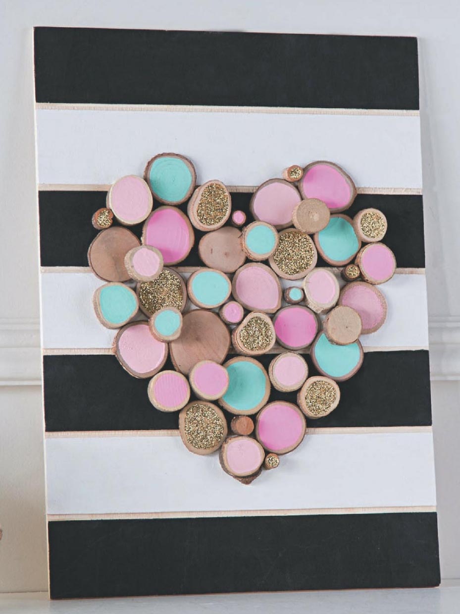 Wooden Slice Heart Decor Craft