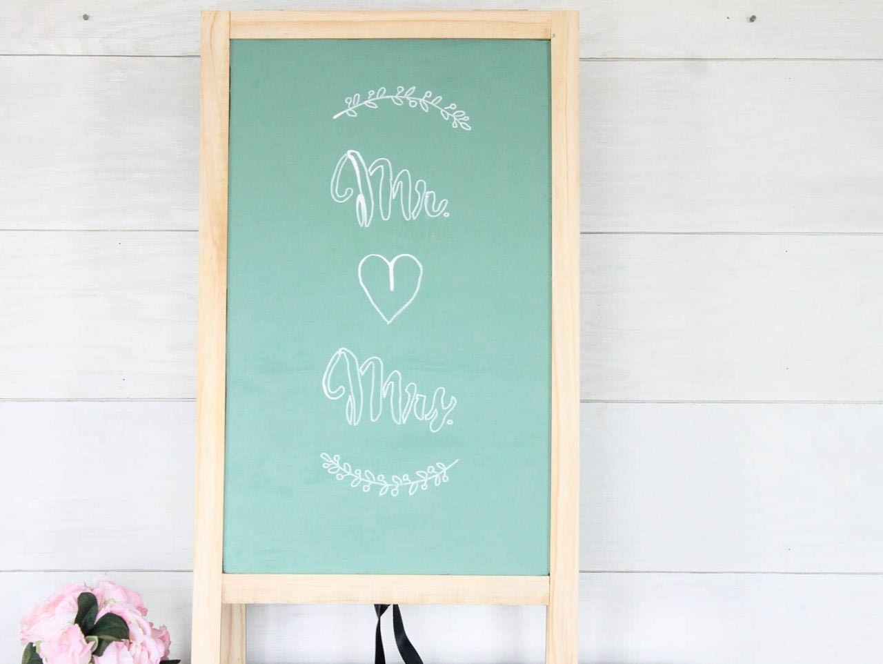 Blush, Greenery And Gold Wedding Diy Chalkboard 