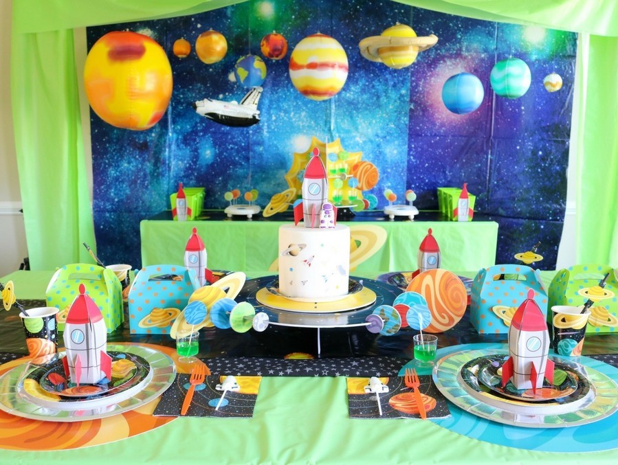 Space Themed Dessert Table and Backdrop | Fun365