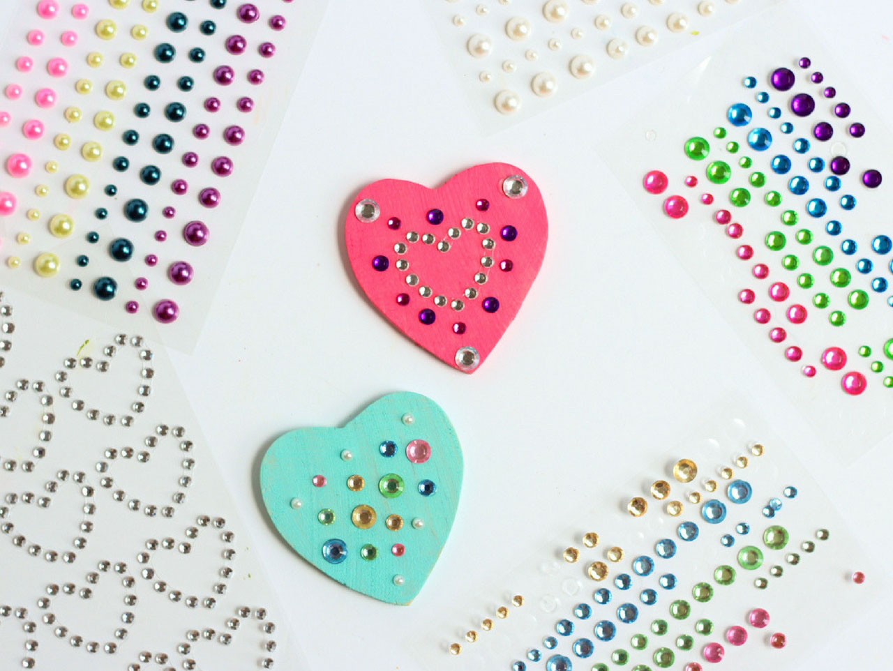 Rhinestone Heart Magnets Craft | Fun365