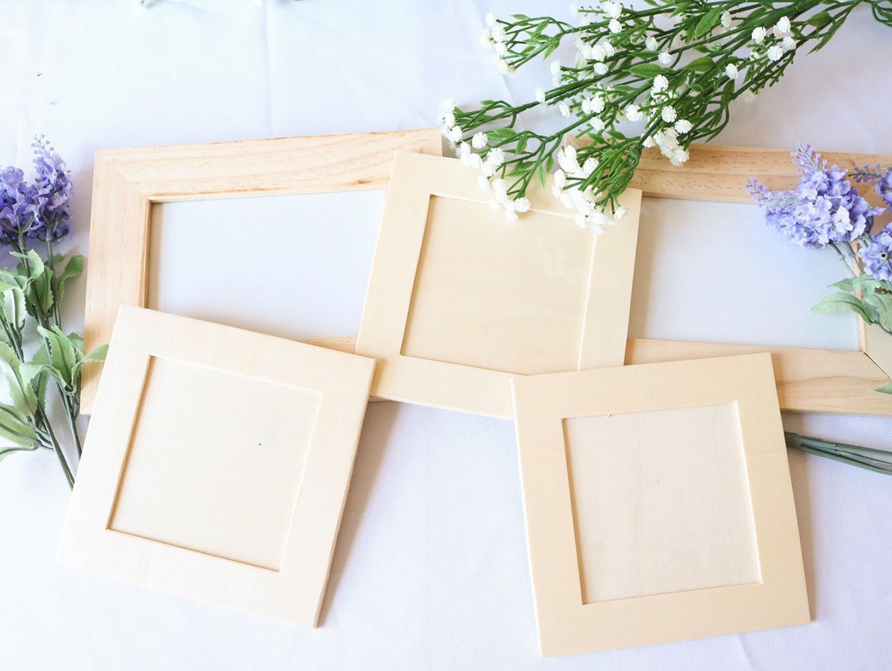 DIY Unfinished Wood Square Frames - 12 Pc.