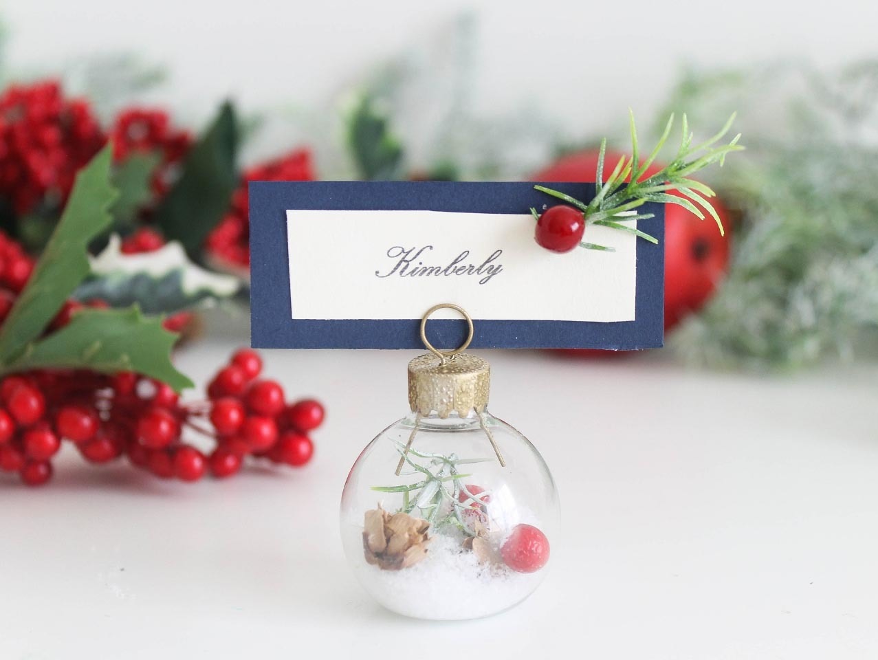 winter wedding place card holders