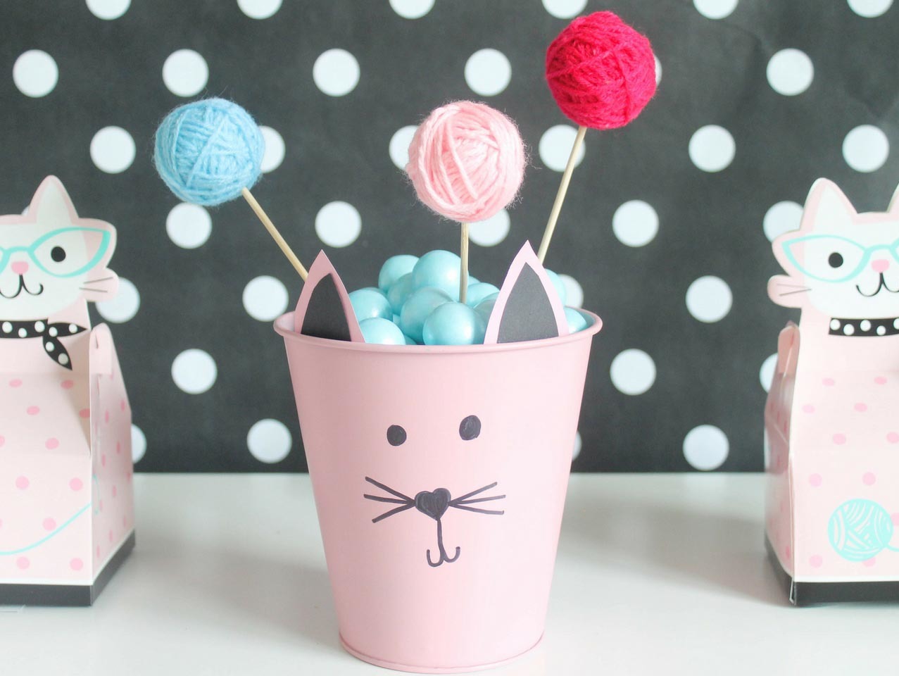 Cat Party Diy Yarn Ball Decor 